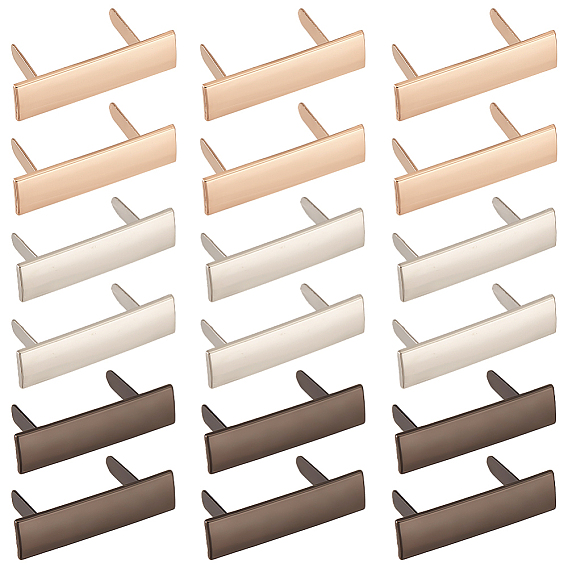 18 наборы 3 цвета цинковый сплав сумки декоративные застежки, штамповка пустых тегов, с железной прокладкой, прямоугольные