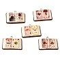 Opaque Resin Pendants, Dessert Recipe Book Charm, with Platinum Iron Loops