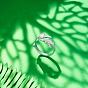 SHEGRACE 925 Sterling Silver Cuff Rings, Open Rings, with Leaves, Size 8