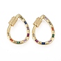 Brass Micro Pave Cubic Zirconia Screw Carabiner Lock Charms, for Necklaces Making, Long-Lasting Plated, Teardrop, Colorful