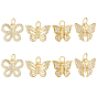 8 шт 4 стили латунные подвески из микропаве с фианитом, бабочки прелести, с целью перехода в кольце