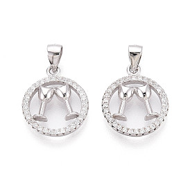 925 подвески из стерлингового серебра с прозрачным микропаве и цирконием, Кольцо с подвесками в виде бокалов и клеймом 925, родий