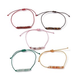 Natural & Synthetic Mixed Stone Rondelle Braided Bead Bracelet, Adjustable Bracelet