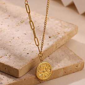 304 Colliers pendentifs en acier inoxydable et perles d'imitation, or