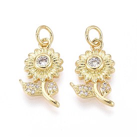 Латунные микро проложить кубического циркония подвески, цветок, с целью перехода в кольце