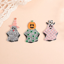 Halloween Printed Acrylic Pendants, Glitter Charms