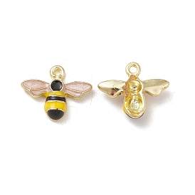 Alloy Enamel Pendants, Light Gold, Bees Charms