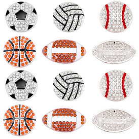 10 pièces 5 styles ballons de sport cabochons en alliage strass