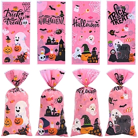 Halloween Pumpkin Printed Gift Plastic Bags, Rectangle Candy Wrapping Bags