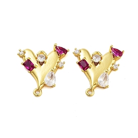 Стойки обшивки латунь кубического циркония подвески, без кадмия и без свинца, сердце, фуксиново-красные
