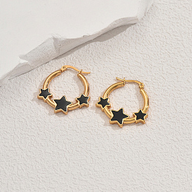 Стильные 201 серьги-кольца из нержавеющей стали в форме звезд, с эмалью