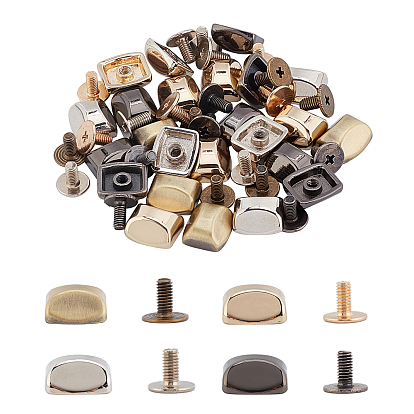 24 наборы 4 цвета сплава гвозди, с железными винтами, аксессуары для замены пакетов без кадмия и без свинца, прямоугольные