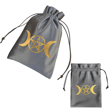 Прямоугольные бархатные мешочки для хранения карт Таро с золотым тиснением и завязкой для гаданий, карты Таро, серые