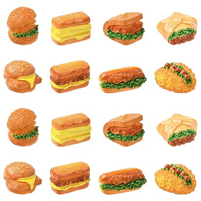 16шт. 8 стили, миниатюрная модель из смолы, имитация гамбургера, аксессуары для оформления микроландшафта, притворяясь опорными украшениями