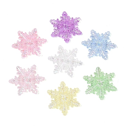 Transparent Plastic Multi-Strand Links, Snowflake, AB Color Plated