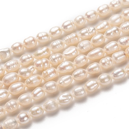 Natural Cultured Freshwater Pearl Beads Strands, Rice