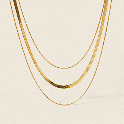 Мода 304 нержавеющая сталь 3 многослойные ожерелья-змейки для женщин