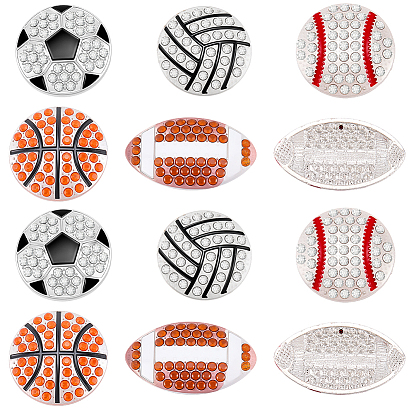 10 pièces 5 styles ballons de sport cabochons en alliage strass