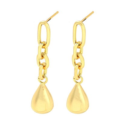 Rack Plating Brass Teardrop Dangle Stud Earrings, Long-Lasting Plated, Cadmium Free & Lead Free