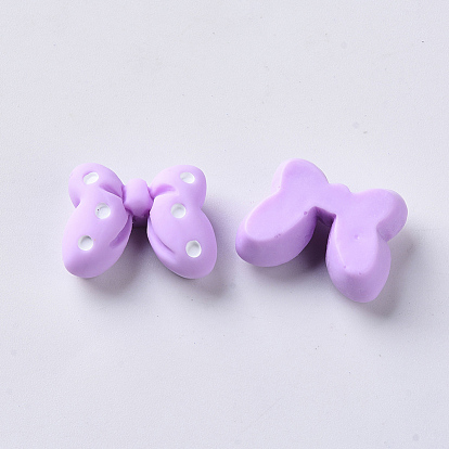 Resin Cabochons, Bowknot with Polka Dot Pattern