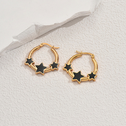 Стильные 201 серьги-кольца из нержавеющей стали в форме звезд, с эмалью