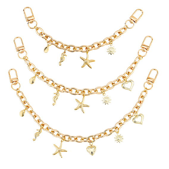 3шт алюминиевые кабельные цепи сумки удлинители цепи, с поворотными застежками сплава