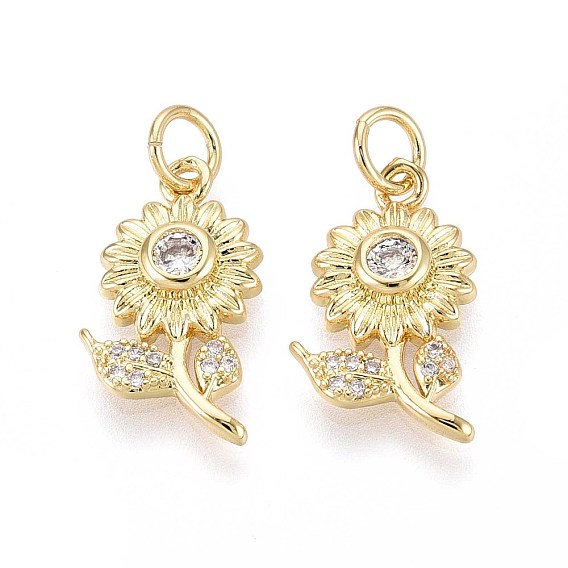 Латунные микро проложить кубического циркония подвески, цветок, с целью перехода в кольце