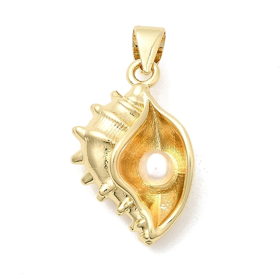 Подвески из искусственного жемчуга из латуни и АБС, формы раковины, долговечный, стойки покрытие, без свинца и без кадмия