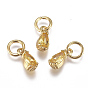 Brass Micro Pave Cubic Zirconia Charms, with Jump Ring, Long-Lasting Plated, Real 18K Gold Plated, Faceted, Teardrop