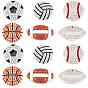 10Pcs 5 Styles Sports Balls Alloy Rhinestone Cabochons