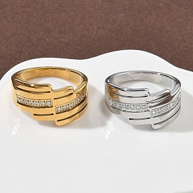 304 женские кольца из нержавеющей стали с кубическим цирконием, ионное покрытие (ip)