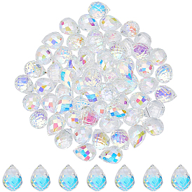 72Pcs Electroplated Glass Beads, Teardrop Charms, Top Drilled, Faceted