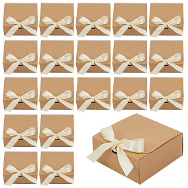 Складные картонные упаковочные коробки из крафт-бумаги, квадрат с лентой
