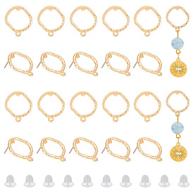 20шт. цинковый сплав серьги-гвоздики фурнитура, с горизонтальными петлями и пластиковыми гайками 40шт., кольцо