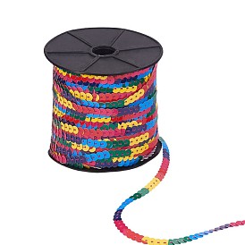 PET Plastic Paillette Beads, Sequins Roll, with Spool, Ornament Accessories, Flat Round