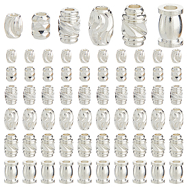 60 шт. 6 стили латунные бусины-проставки, долговечный, фактурная бочка