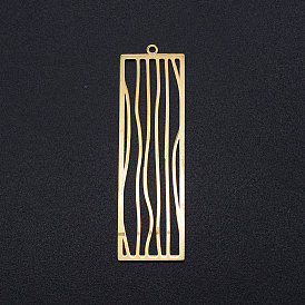 304 Stainless Steel Big Filigree Pendants Ion Plating(IP), Rectangle