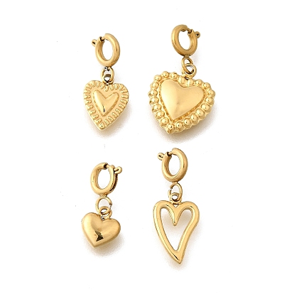 Сердце 304 подвесные украшения из нержавеющей стали, с застежками пружинного кольца, ионное покрытие (ip)
