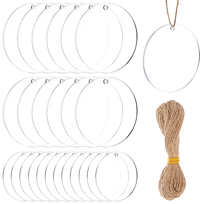 DIY Pendant Decoration Making Kits, Including Flat Round Acrylic Pendants and Jute Twine
