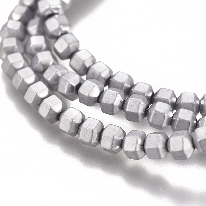 Non-magnetic Synthetic Hematite Beads Strands, Vacuum Plating, Frosted, Hexagon