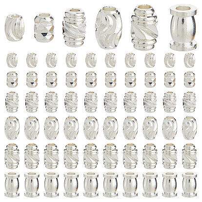 60 шт. 6 стили латунные бусины-проставки, долговечный, фактурная бочка