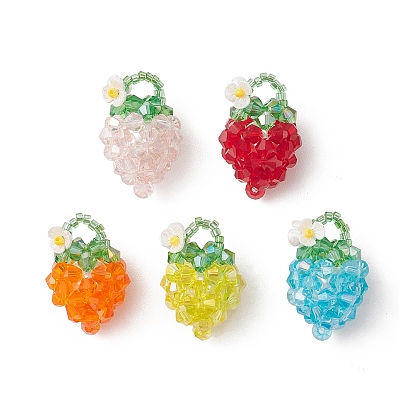 Стеклянные подвески из бисера, клубника прелести, со стеклом и смолой, граненые