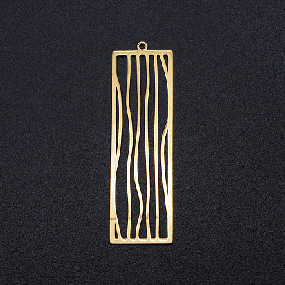 304 Stainless Steel Big Filigree Pendants Ion Plating(IP), Rectangle