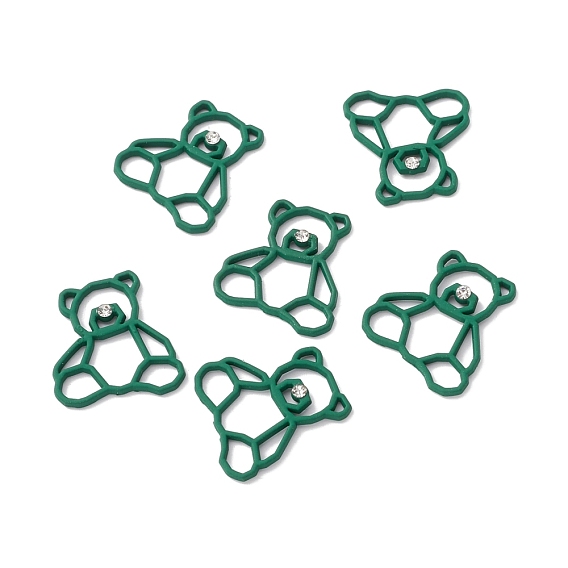 Alloy Pendants, with Crystal Rhinestone, Bear