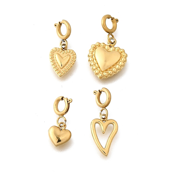 Сердце 304 подвесные украшения из нержавеющей стали, с застежками пружинного кольца, ионное покрытие (ip)