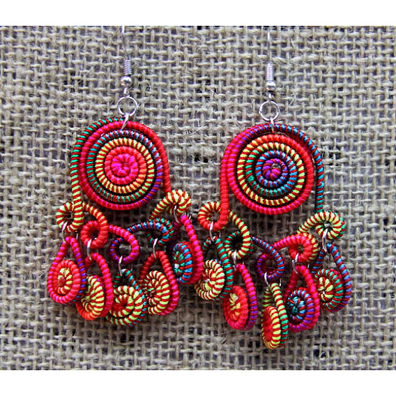 Серьги-подвески из железного полиэстера, спиральный цветок, платина