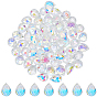 72Pcs Electroplated Glass Beads, Teardrop Charms, Top Drilled, Faceted