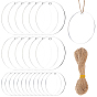 DIY Pendant Decoration Making Kits, Including Flat Round Acrylic Pendants and Jute Twine