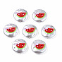 3D Printed ABS Plastic Imitation Pearl Beads, Flat Round with Watermelon