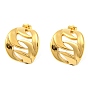 Ion Plating(IP) 304 Stainless Steel Stud Earring, Curved Hollow Oval